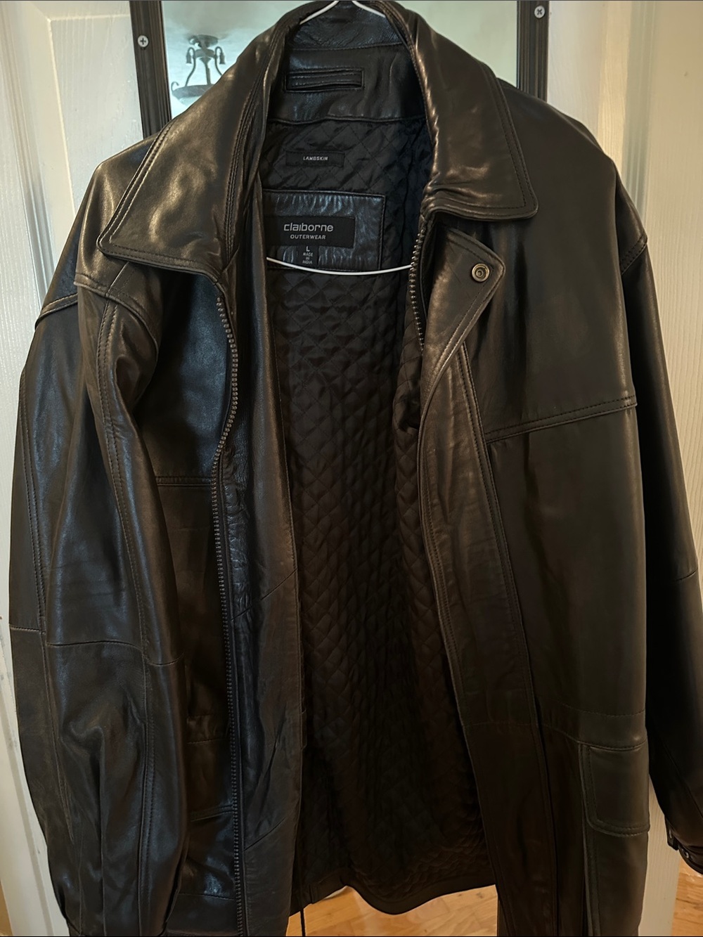 Claiborne Black Leather Shirt Jacket